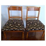 Wood Chairs with Patterned Upholstery