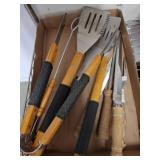 BBQ and Kitchen Utensils with Wood Handles
