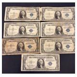 7 1935 U.S. $1 Silver Certificates