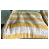 Stack of Yellow and White Striped Towels