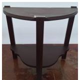 Dark Wood Demilune Side Table with Two Tiers