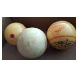 Three Assorted Billiard Balls, Including JR Traini