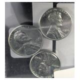 1943 Steel Cents (3) in Protective Holder