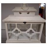 White Wooden Lantern with Glass Panels