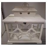 White Wooden Lantern with Glass Panels