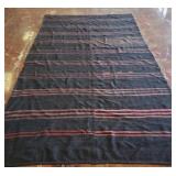 Black Wool Rug with Red Stripes, 7x13