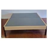 Square Table with Glass Top and Metal Legs