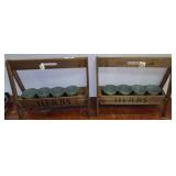 Wooden Herb Planters With Metal Pots, Set of 2