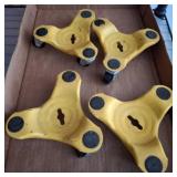 Four Yellow Furniture Dolly Casters