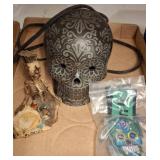 Decorative Skull Pendant and Florida Figurine Lot