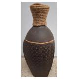 Textured Ceramic Vase with Twine-Wrapped Neck