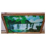 Framed Waterfall Art with Lighted Display