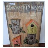 Rustic Wood Plaque with Birdhouse Designs w3
