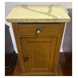 Wooden Nightstand with Faux Marble Top