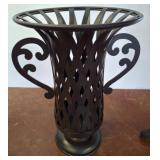 Black Metal Urn with Openwork Design