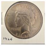 1924 Peace Silver Dollar in Holder