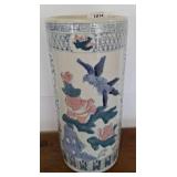 Porcelain Umbrella Stand with Floral and Bird Moti