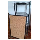 Metal Storage Rack and Cork Bulletin Board