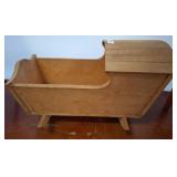 Wood Rocking Cradle with Slatted Hood