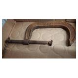 Rusty Metal C-Clamp with Screw Mechanism