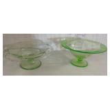 Two Green Depression Glass Compotes