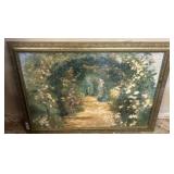 Framed Landscape Painting With Floral Archway