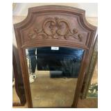 Wood-Framed Mirror with Carved Details