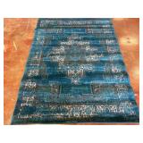 Blue and Teal Area Rug, 84x63 Inches