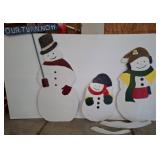 Painted Wooden Snowman Holiday Yard Decorations