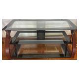 Glass-Top Media Stand With Metal Frame 3 Glass She