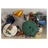 Plastic Bin of Holiday Decorations