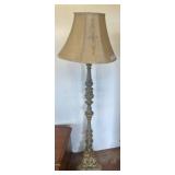 Ornate Carved 57" Floor Lamp with Fabric Shade
