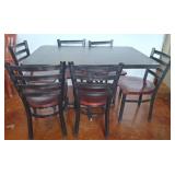 Black Dining Table with Six Wooden Chairs 49x32x30