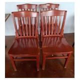 Four Wooden Dining Chairs with Slatted Back