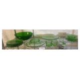 Green Depression Glassware Set