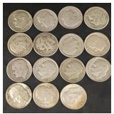 15 U.S. Roosevelt Dimes