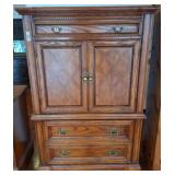 Wooden Armoire Cabinet with Brass tone Accents