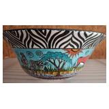Hand-Painted Ceramic Bowl by Fen Sibanda