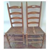 Wood Ladder-Back Chairs with Rush Seats