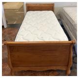 Twin Wood Sleigh Bed with Montclair Plush Mattress