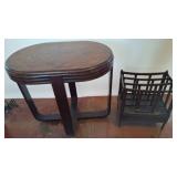 Wood Side Table and Magazine Rack
