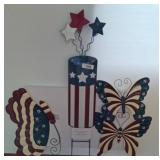 Patriotic Metal Wall Decor Set, Butterfly and Star