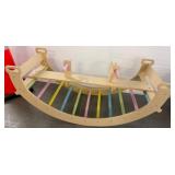 Wooden Rocker with Multicolored Bars