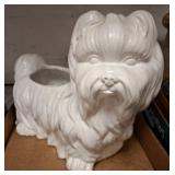 White Ceramic Dog-Shaped Planter