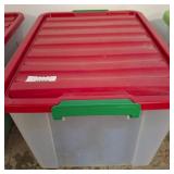 Storage Tote Containing Assorted Blue Koozies