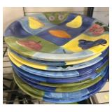 Fruit-Themed Ceramic Plates With Black Metal Stand