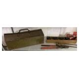 Metal Toolbox, Pipe Tools, and Assorted Tools