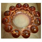 Amber Glass Candle Holder with Bubble Edges