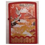 Red Zippo Lighter with Japanese-Style Design