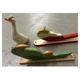 Carved Wooden Bird and Duck Figurines